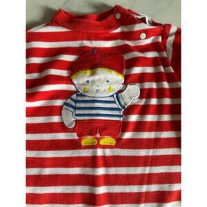 Health-Tex Romper 18 Months striped One Piece Red Boy Vintage appliqué